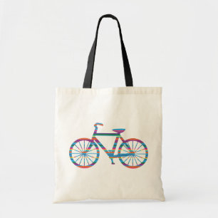 数々のストライプの自転車 トートバッグ