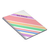 数々のストライプパステルカラーモダンガールパーソナライズされた ノートブック (右側)