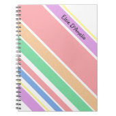 数々のストライプパステルカラーモダンガールパーソナライズされた ノートブック (正面)