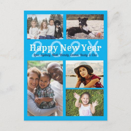 数々のフォトファミリーの新年の挨拶 シーズンポストカード (正面)