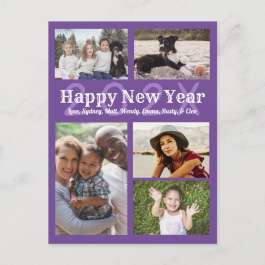 数々のフォトファミリーの新年の挨拶 シーズンポストカード (正面)