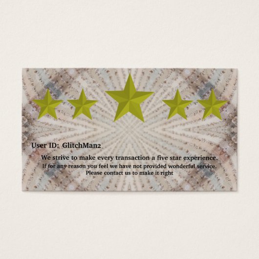 数々のプラットフォーム5つ星の評価フィードバックカード (正面)