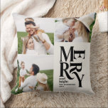 数々のモダンエレガントタイポグラフィユニーク クッション<br><div class="desc">ミニマルモダンヴィンテージグラフィックユニークブラックとクリームメリータイポグラフィクリッ数々のトマス写真のオーナメントデザイン。おもしろいのはっきりした休日コレクションの一部。</div>