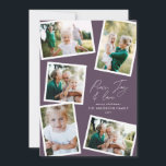 数々のモダンエレガント文字（紫） シーズンカード<br><div class="desc">ミニマル写真モダンスタイリッシュ数々の家族のホームデコーエレガントト文字平和、喜びと愛クリスマスのカード、理想的な記念日。トレンドモダン紫色の色は変更することができる。</div>