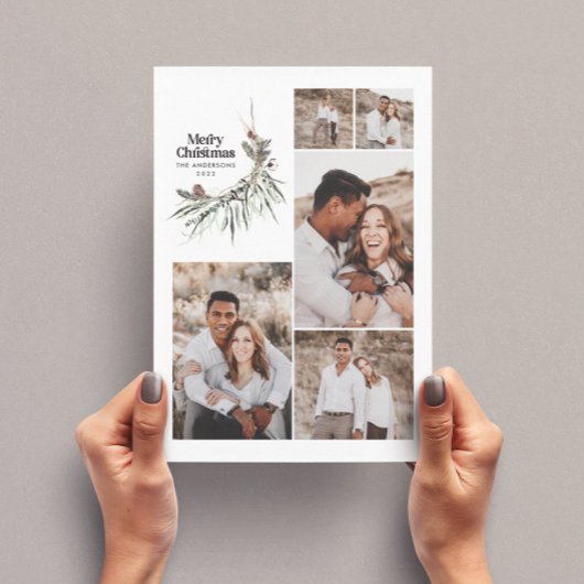 数々のモダンエレガント水彩植物学ホ シーズンカード