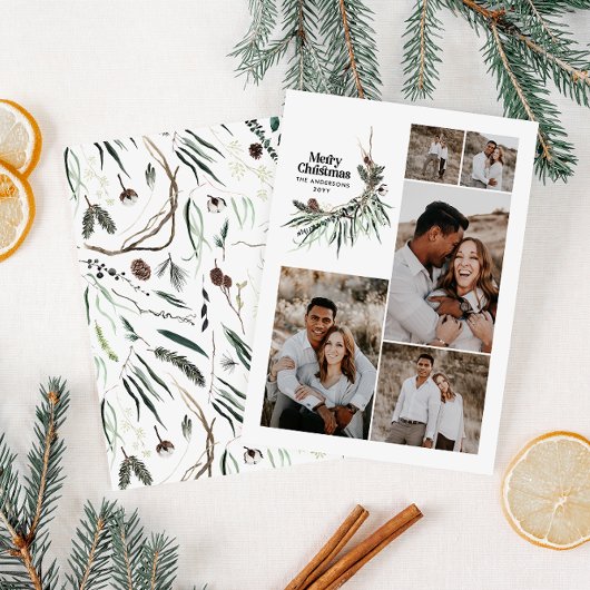 数々のモダンエレガント水彩植物学ホ シーズンカード