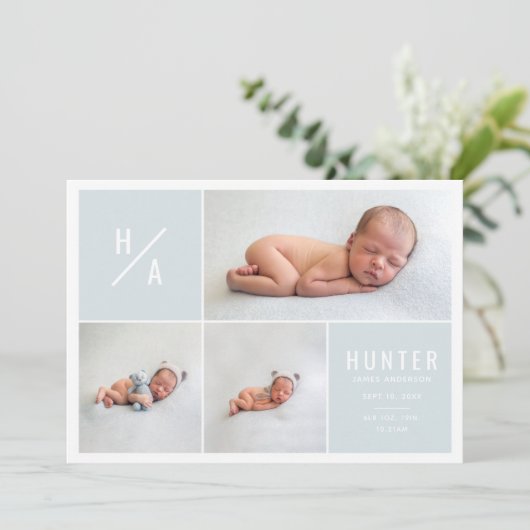 数々のモダン図的誕生発表 案内状 (スタンド正面)