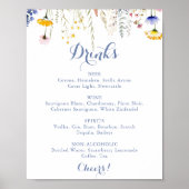 数々のモダンWildflowerのドリンク結婚メニュー ポスター (正面)