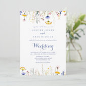 数々のモダンWildflower Front & Back 結婚's 招待状 (スタンド正面)