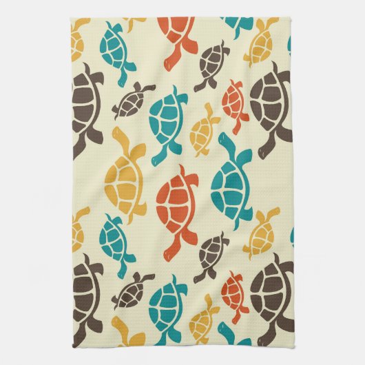 数々の亀 キッチンタオル (縦)