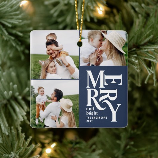 数々の光モダンカラフル海軍タイポグラフィ セラミックオーナメント (ツリー)