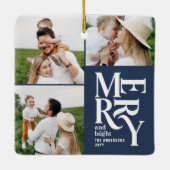 数々の光モダンカラフル海軍タイポグラフィ セラミックオーナメント (裏面)