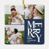 数々の光モダンカラフル海軍タイポグラフィ セラミックオーナメント (正面)