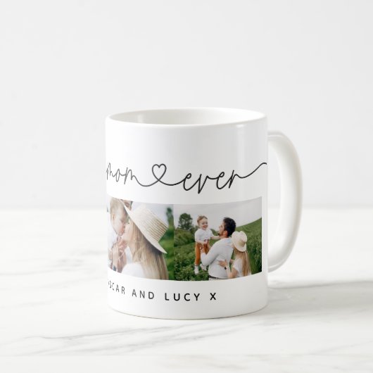 数々の写モダン真タイポグラフィ最高の母 コーヒーマグカップ (正面右)