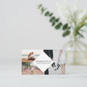 数々の写真のコラージュの写真撮影のモダン 名刺 (スタンド正面)