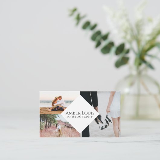 数々の写真のコラージュの写真撮影のモダン 名刺 (スタンド正面)