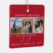数々の写真の婚約した初めてのクリスマス セラミックオーナメント (右)
