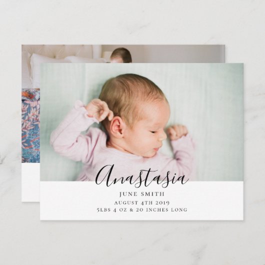 数々の写真の誕生の発表の倍はカード味方しました 案内状 (正面/裏面)