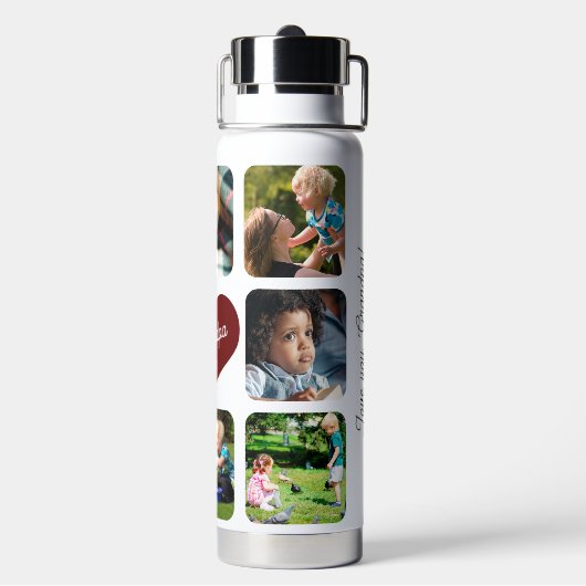 数々の写真コラージュ最高のおじいちゃんパーソナライズされた ウォーターボトル (背面)