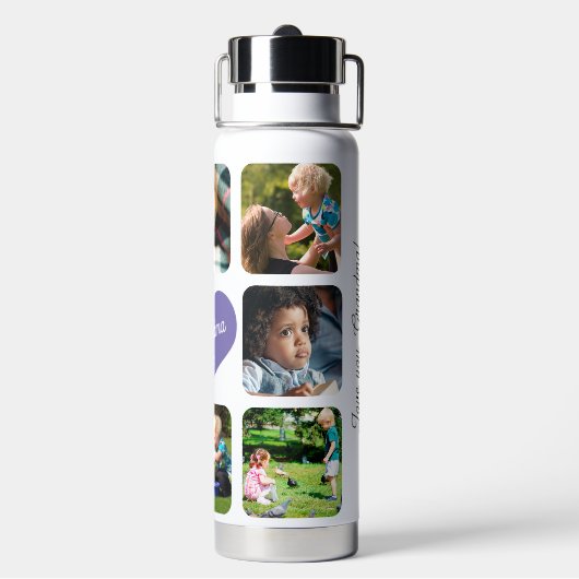 数々の写真コラージュ最高のおばあちゃんパーソナライズされた ウォーターボトル (背面)
