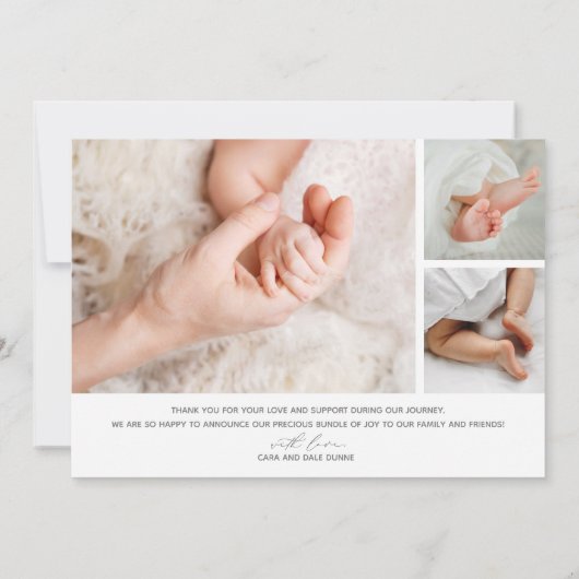 数々の写真ベビー誕生 案内状 (裏面)