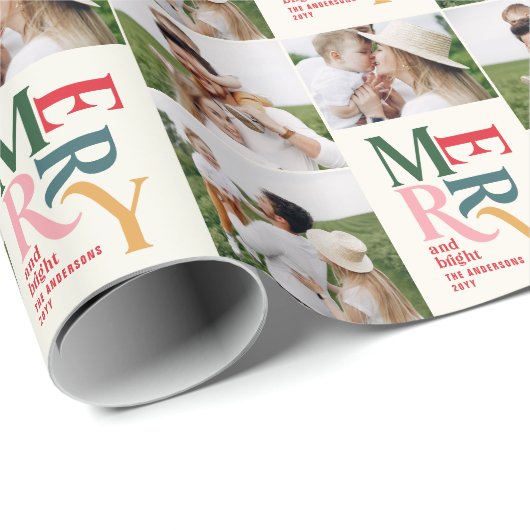 数々の写真モダンカラフルタイポグラフィ ラッピングペーパー (ロールコーナー)