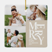 数々の写真モダンカラフルベージュタイポグラフィ セラミックオーナメント (裏面)