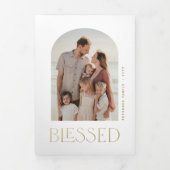 数々の写真家年レビュー金ゴールドタイポグラフィ 三つ折りクリスマスカード (カバー)