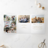 数々の写真家年レビュー金ゴールドタイポグラフィ 三つ折りクリスマスカード (内部)