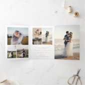 数々の写真金ゴールドス結婚クリプトのサンキューカード 三つ折り招待状 (内部)