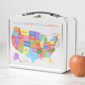 数々の州弁当箱の色統一された付き地図 メタルランチボックス (インサイチュ)