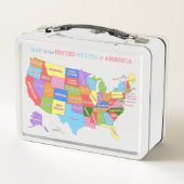 数々の州弁当箱の色統一された付き地図 メタルランチボックス (裏面)