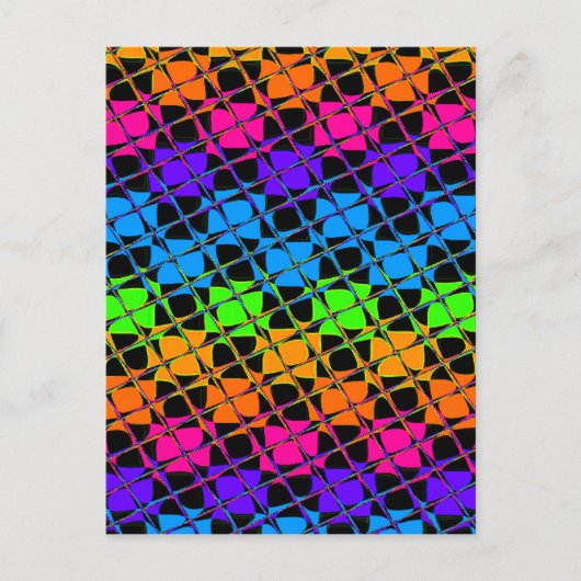 数々の市松模様にカラフル鏡 ポストカード (正面)