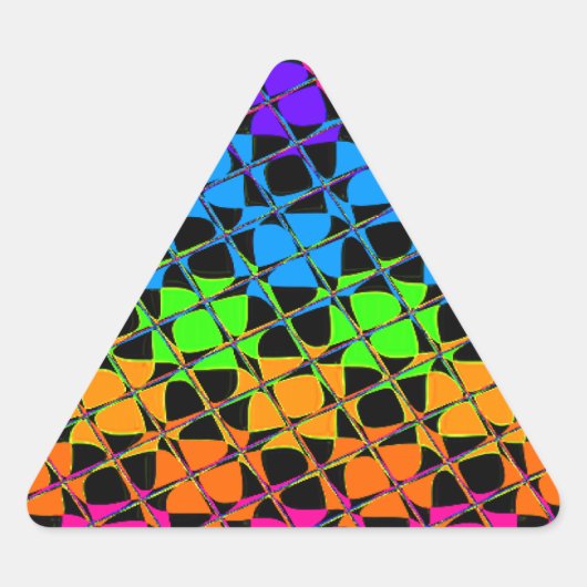 数々の市松模様にカラフル鏡 三角形シール (正面)