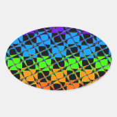 数々の市松模様にカラフル鏡 楕円形シール (正面)