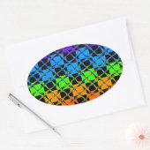 数々の市松模様にカラフル鏡 楕円形シール (封筒)