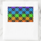 数々の市松模様にカラフル鏡 長方形シール (バッグ)