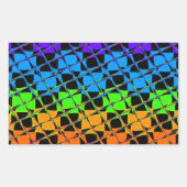 数々の市松模様にカラフル鏡 長方形シール (正面)