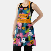 数々の幽霊、カボチャ、こうもり付きハロウィーン エプロン (インサイチュ)