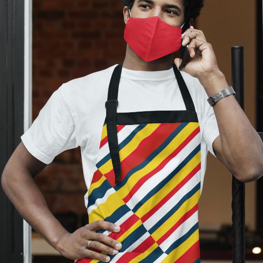 数々の斜めストライプ色 エプロン