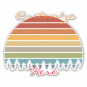 数々の木のストライプの付いた太陽の色 シール (正面)