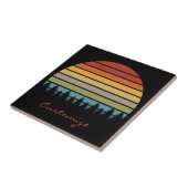 数々の木のストライプの付いた太陽の色 タイル (側面)