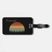 数々の木のストライプの付いた太陽の色 ラゲッジタグ (裏面横)