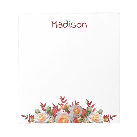 数々の机の上の色の花パーソナライズされた ノートパッド (正面)