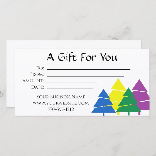 数々の松の木の休日ギフト券 サンキューカード (正面/裏面)