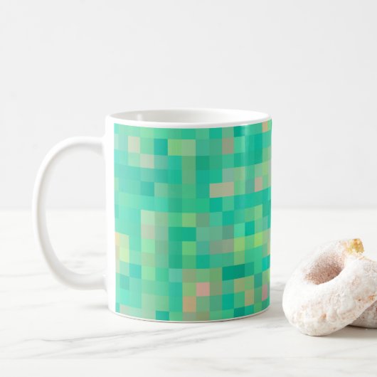 数々の正方形パターン コーヒーマグカップ (ドーナツ)