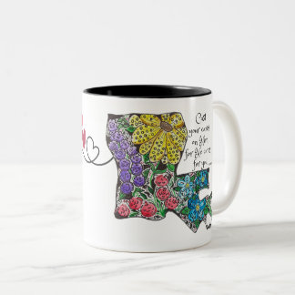 数々の水彩とペンの花 ツートーンマグカップ