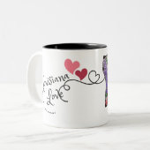 数々の水彩とペンの花 ツートーンマグカップ (正面左)