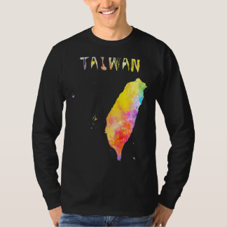 数々の水彩台湾地図デジタルアートワーク Tシャツ