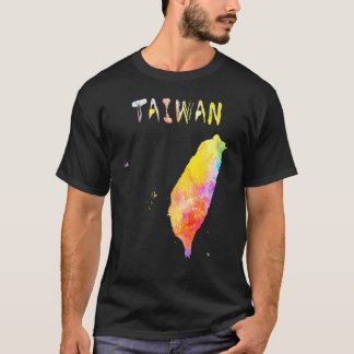 数々の水彩台湾地図デジタルアートワーク Tシャツ